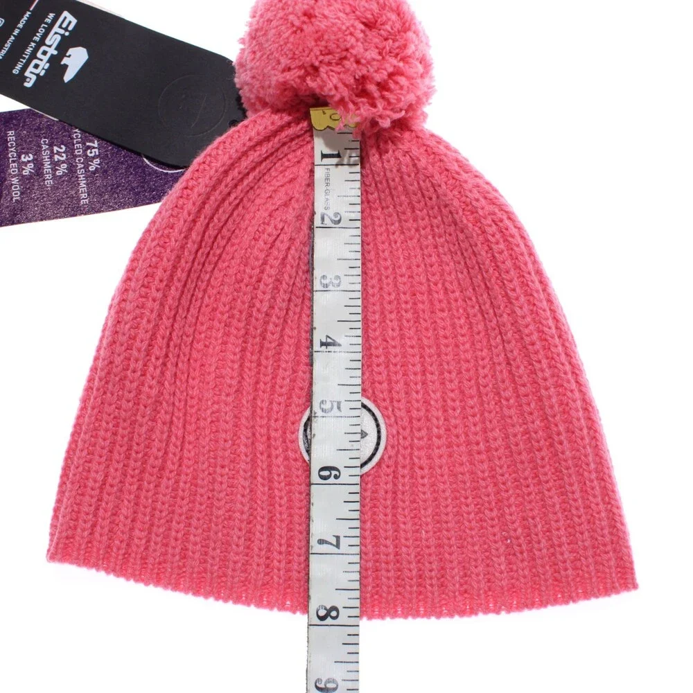 Eisbar NWT Mirna Pompom Knit Beanie Hat One Size in Pink Cashmere/Wool